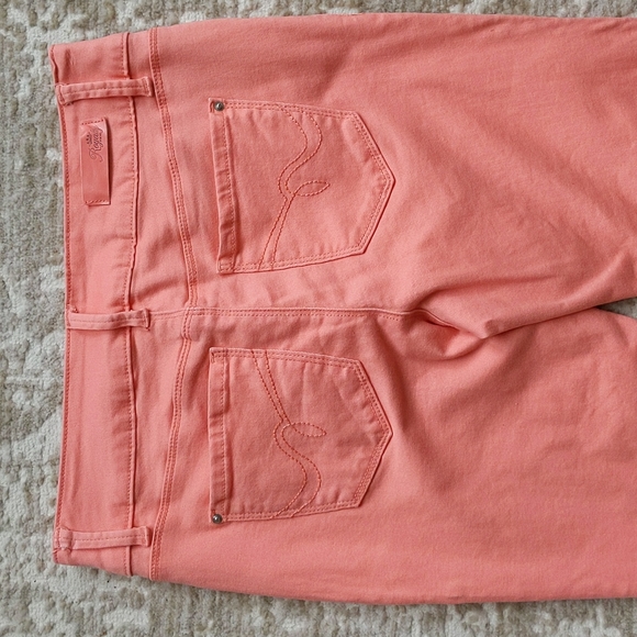 Royalty Double Button Ankle Cropped Pants 8 Orange Peach - Picture 11 of 16